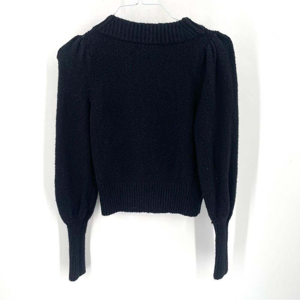 ANTHROPOLOGIE Maeve Puff-Sleeved Ribbed Cotton Long Sleeve Sweater - Picture 6 of 8